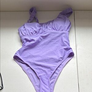 SHEIN women’s Lavender One-Piece Swim Suit with Twist Front